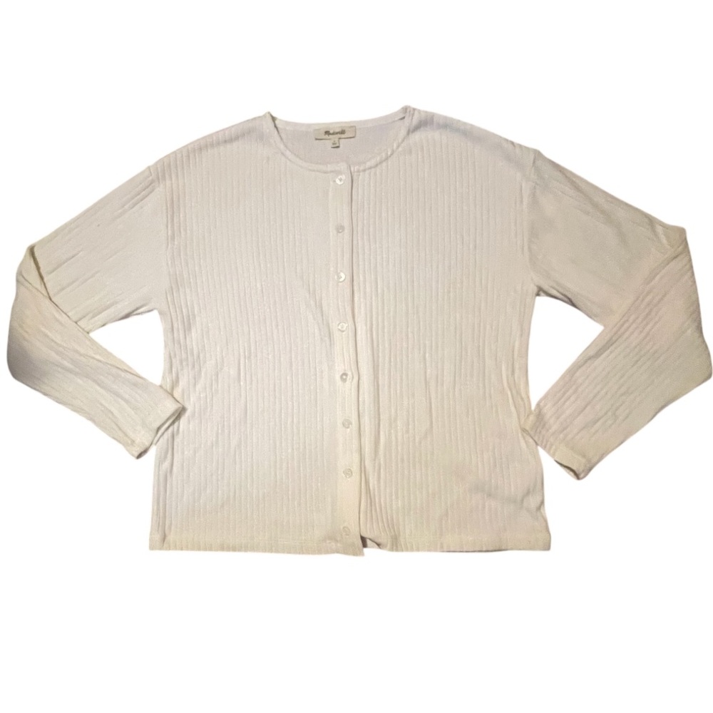 Madewell Ivory Ribbed Cardigan Sz Small